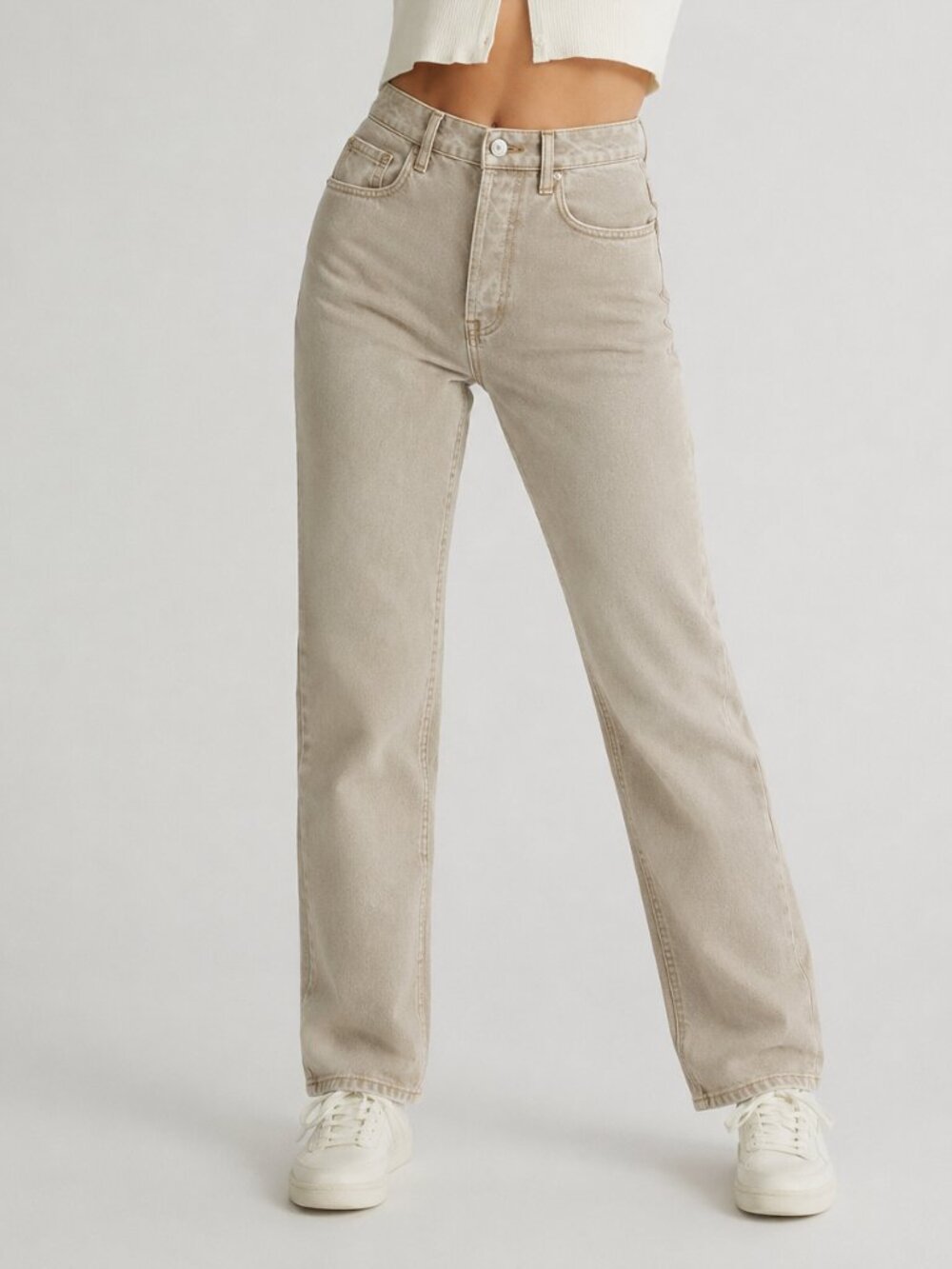 PacSun Dad Jeans High Rise Straight Leg Khaki Beige Denim Size 25 NWT